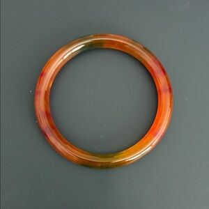 Multicolor Resin Bangle Bracelet - Orange & Olive Tones